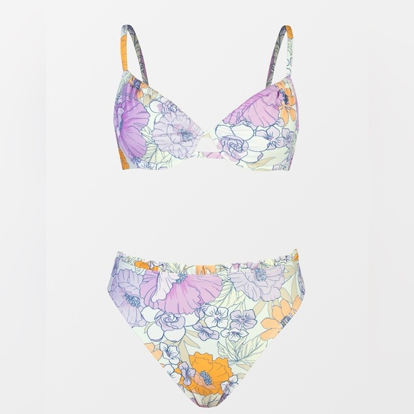 Cupshe Floral Bikini Set - Lavender and Mustard - Picture 3 of 3